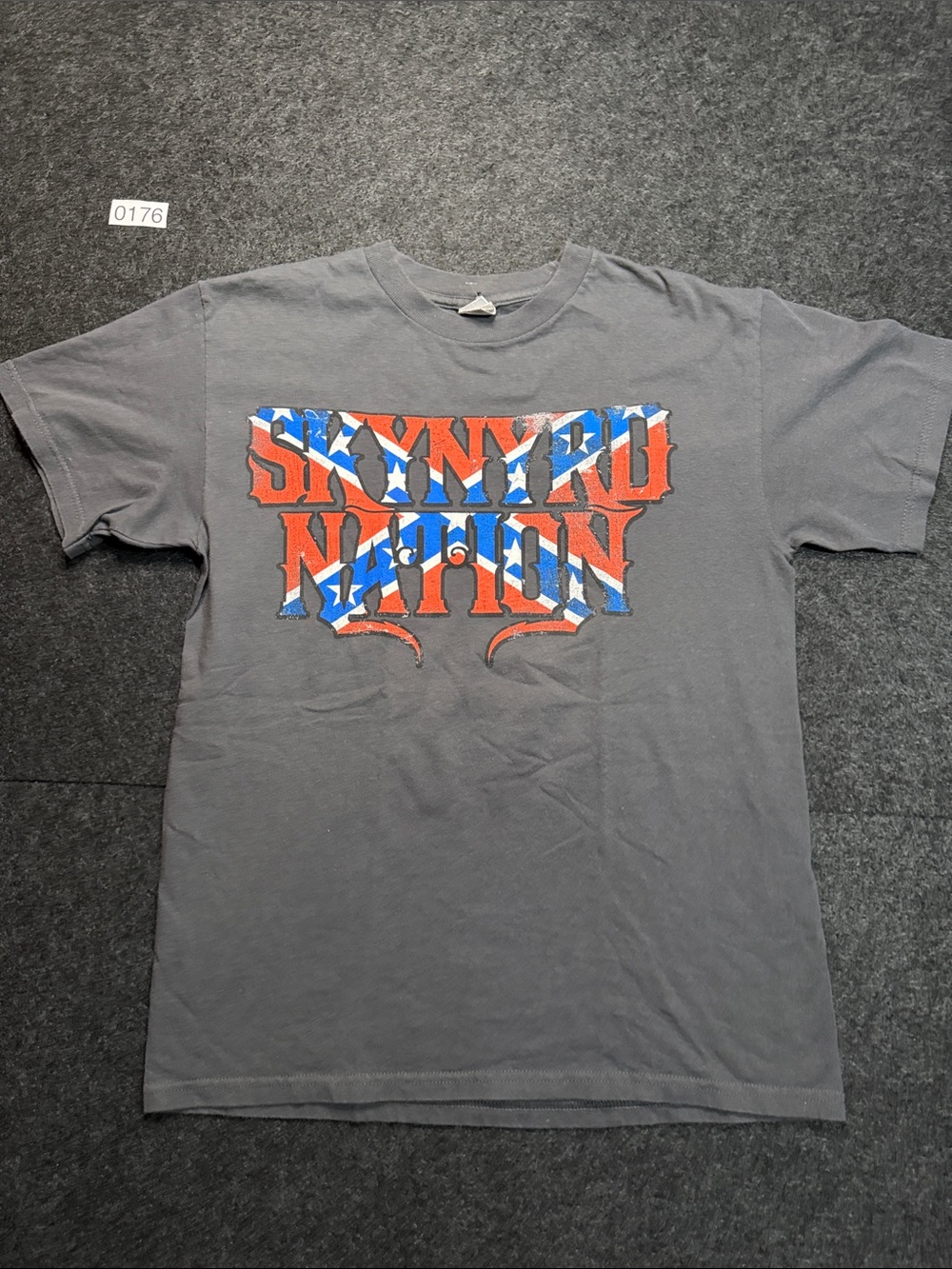 Anvil Gray Tee with Red & Blue 'SNYRD NATION' Graphic